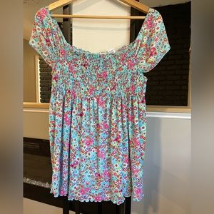 Colorful Maternity Off the Shoulder Top